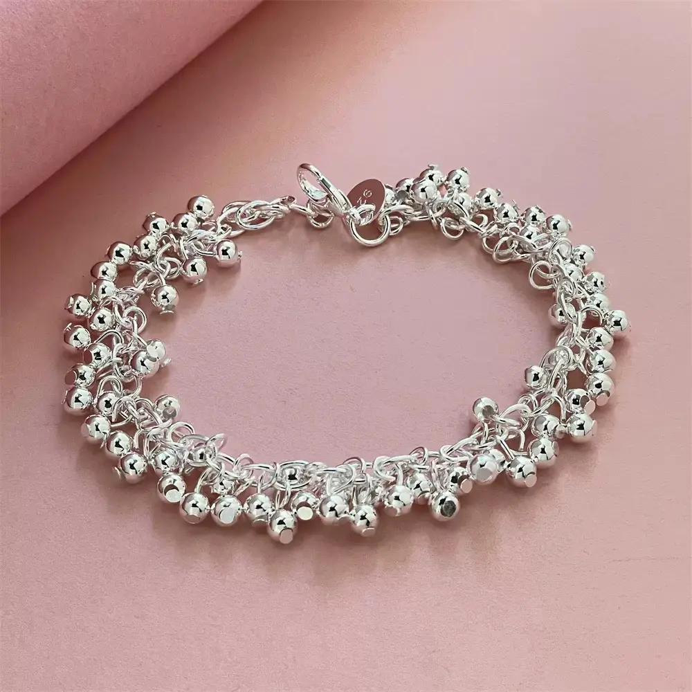 【Freeship】S925 Silver Plated Multi-Pearl Bracelet for Her, No Tarnish, High Tech, Daily Wear Plated Silver Bracelets & Anklets with Multipearl Elegance