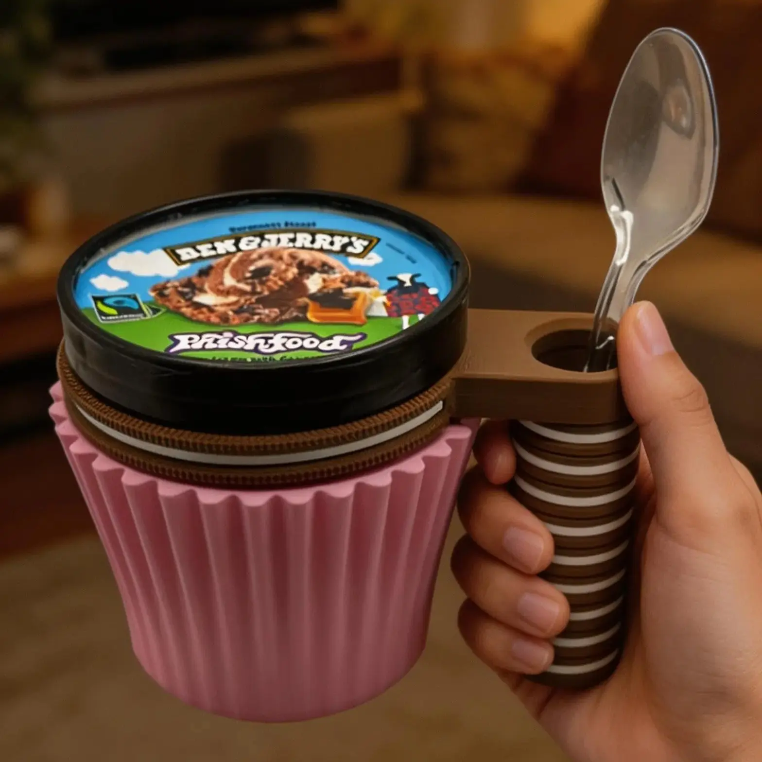 Ice Cream Pint Holder with Spoon Slot – Perfect for Ice Cream Lovers! Kitchen Utensils Accessories