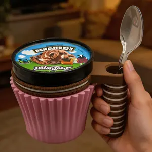 Ice Cream Pint Holder with Spoon Slot – Perfect for Ice Cream Lovers! Kitchen Utensils Accessories