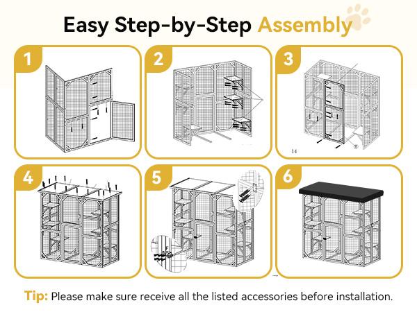 PetCozife Outdoor Cat Enclosure, 71" Large Walk-in Cat House for Multiple Cats with Waterproof Roof, 3 Tier Cat Cage with 6 Platform for Patio, Yard, Graden, Outdoor Catio，CatFuriture