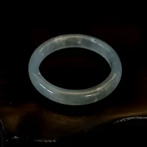 Green-blue Jade Ring Band, Width 3-4 mm