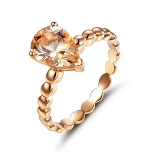14K Rose Gold 1.6 Ct Pear Peach Morganite Solitaire Ring