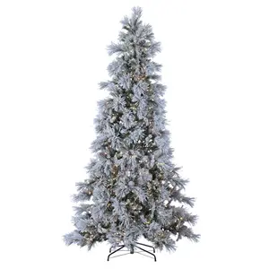 Sterling 5852--90C 9 ft. Pre-Lit Lightly Flocked Snowbell Pine Christmas Tree with 900 Twinkling Lights, Green