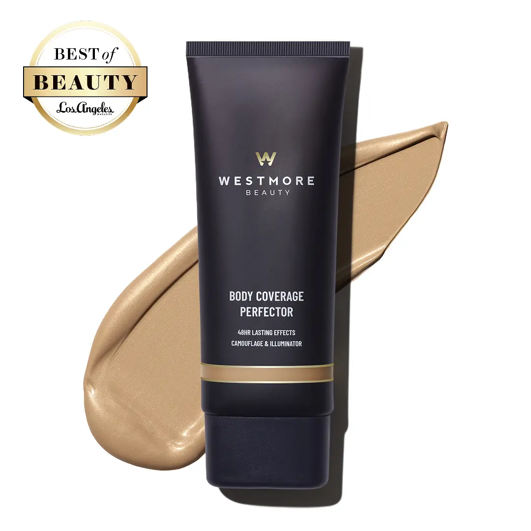 Westmore Beauty Body Coverage Perfector – Waterproof & Sweatproof Leg & Body Makeup, Concealer & Tattoo Cover-Up, 100ml Flawless Lightweight Blend Brush Sold Separately Cosmetic Body Highlighter Radiant