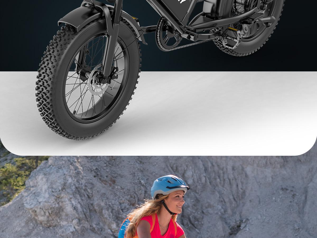 【 VOLTVOGUE】1500W Electric Off-Road Bike: 20-Inch Full-Suspension E-Motorcycle with 48V 18Ah Removable Battery, 31MPH Top Speed, 40-55 Mile Range, 2-Seater, LED Headlights & 20" All Terrain Fat Tire UL 2849