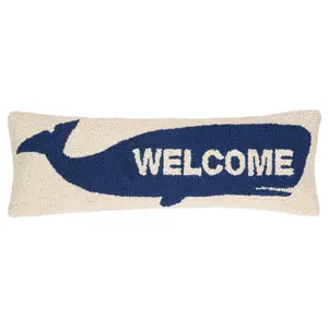Welcome Whale Hook Pillow 8"x24"