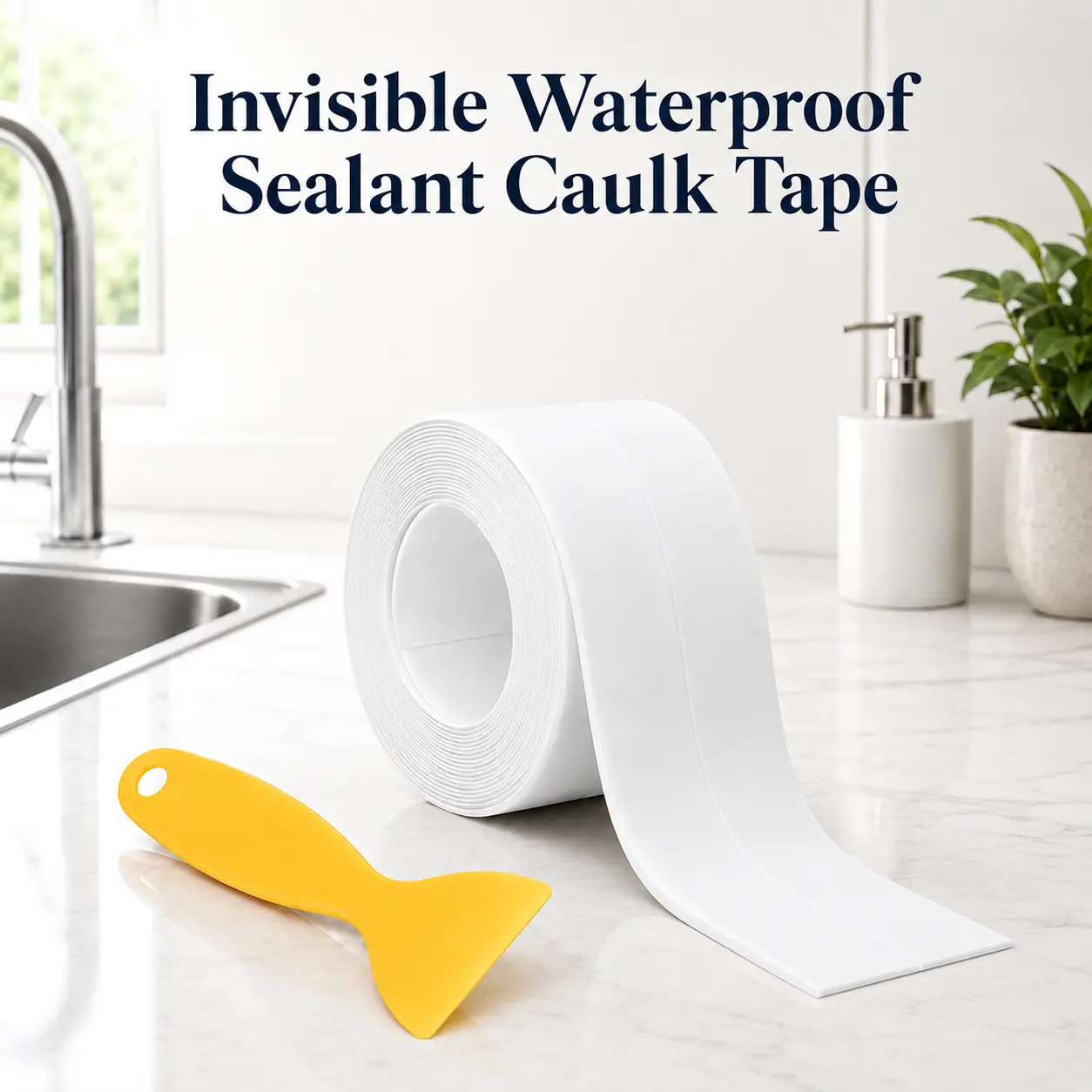 Waterproof Sealant Caulk Tape with Tool – Self-Adhesive, Leak-Proof Sealing Strip for Sink, Bathtub, Toilet & Kitchen Counter Gaps, No-Mess Airtight Barrier