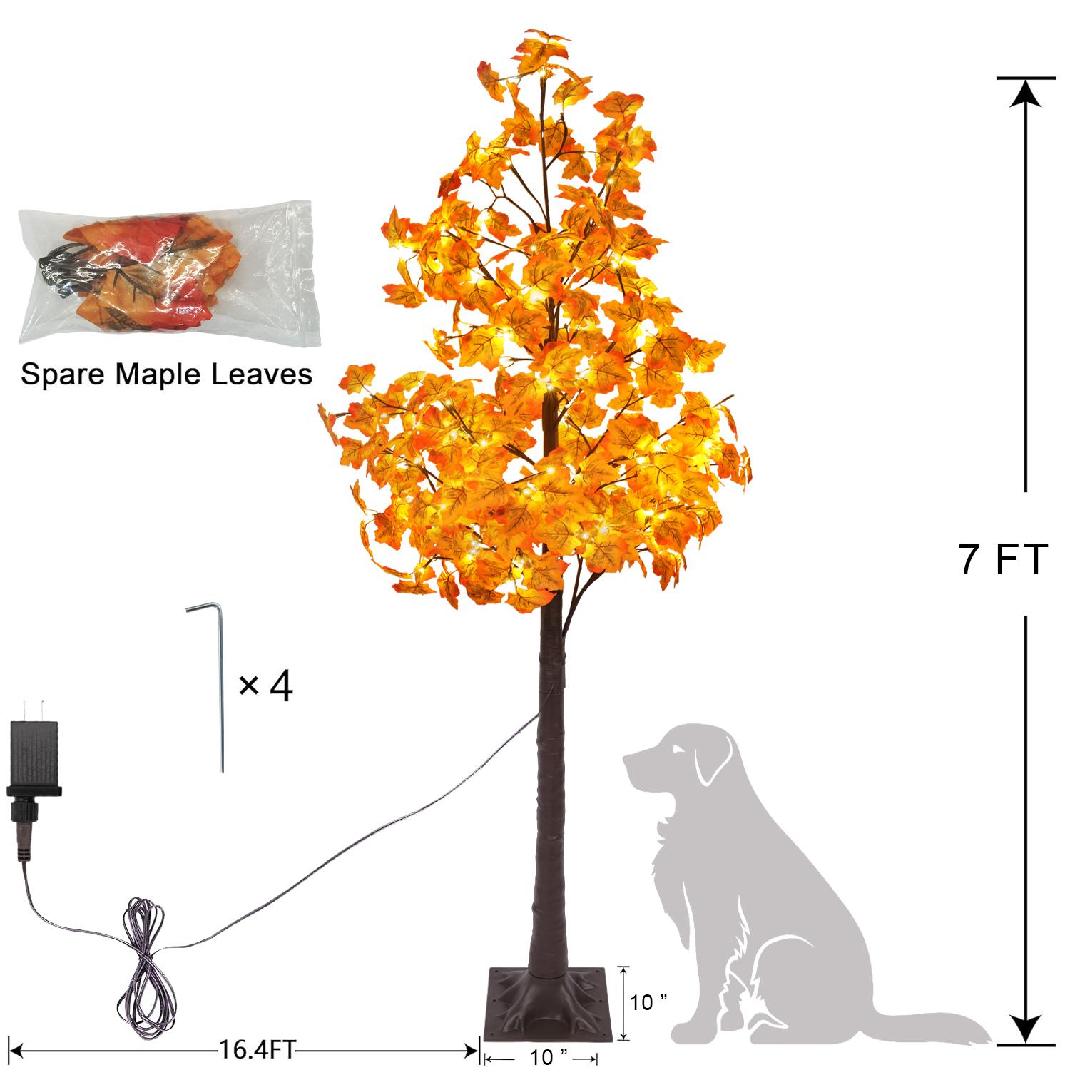 Hoodink 6/7ft Lighted Maple Tree with 96/160 Warm White LED Lights - Indoor Decorative Twig Tree for Home, Bedroom, Christmas Holiday Decor,Lighted Twig Tree, Decorative LED Tree, Warm White Glow, Birch Wood Aesthetic, Plastic Birch Foliage