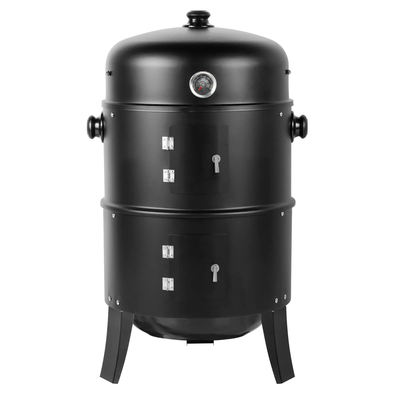 Portable 3-in-1 Iron Smoker with Built-in Thermometer, Outdoor Cooker for Beach Parties, Camping, and Travel - 31 x 16 x 19 Inches, Barrel Charcoal Grill, Barbecue, Outdoor Cookouts, Adjustable Grill, 12Lbs, 80 X 41 X 48 Cm