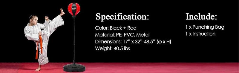 Adjustable Stand Punching Bag with Boxing Gloves - Fun and Safe Toy for Boys and Girls Ages 3+ - Ideal for Karate and Martial Arts Training