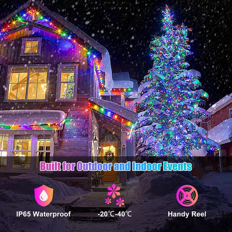132FT LED Strip Light RGB Music-Synced Bedroom Light Bluetooth-Enabled LED Smart App & Remote Control Indoor Ambient Lighting More Options: 132FT/66FT/33FT Suitable for Room & Outdoor Christmas Party Decorations (Outdoor Waterproof)