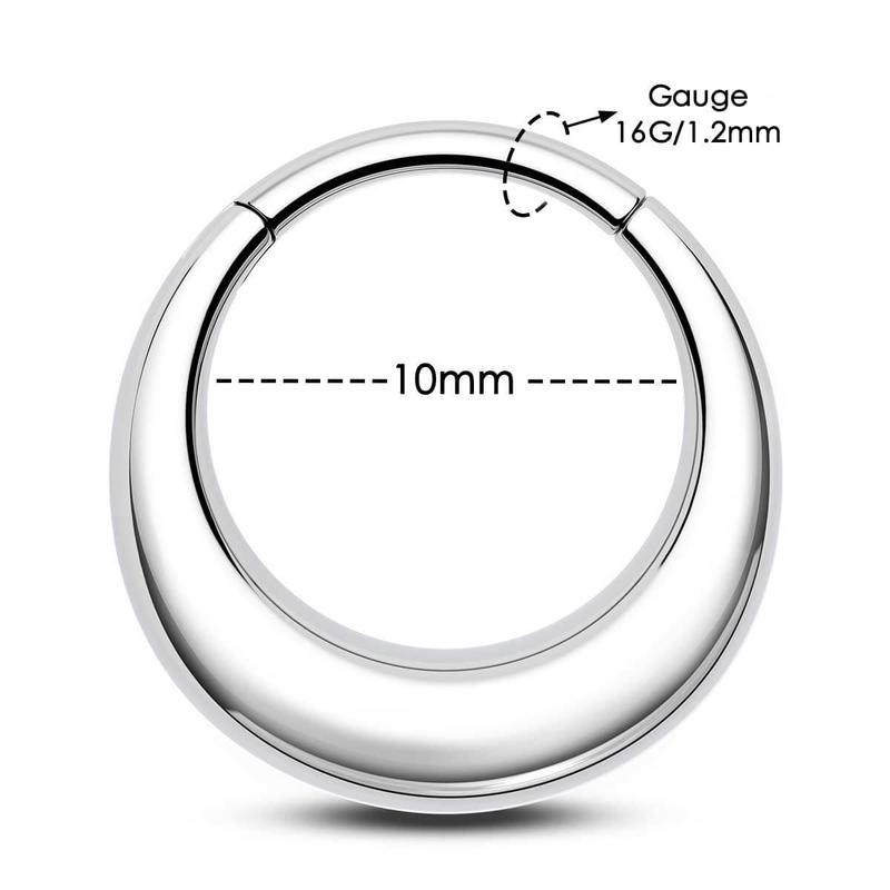 OUFER 16G Chunky Bubble Hinged Segment High Polish Nose Septum Daith Ring in Silver, Gold, Rose Gold & Black - 316L Stainless Steel