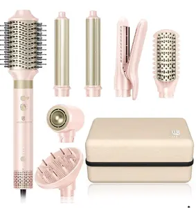 WeStyle Studio7-in-1 Ceramic Negative Ion Hair Dryer - 110,000 RPM Fast-Dry Curling Straightening Brush, Lightweight & Quiet for Home/Salon/Travel with Travel Case
