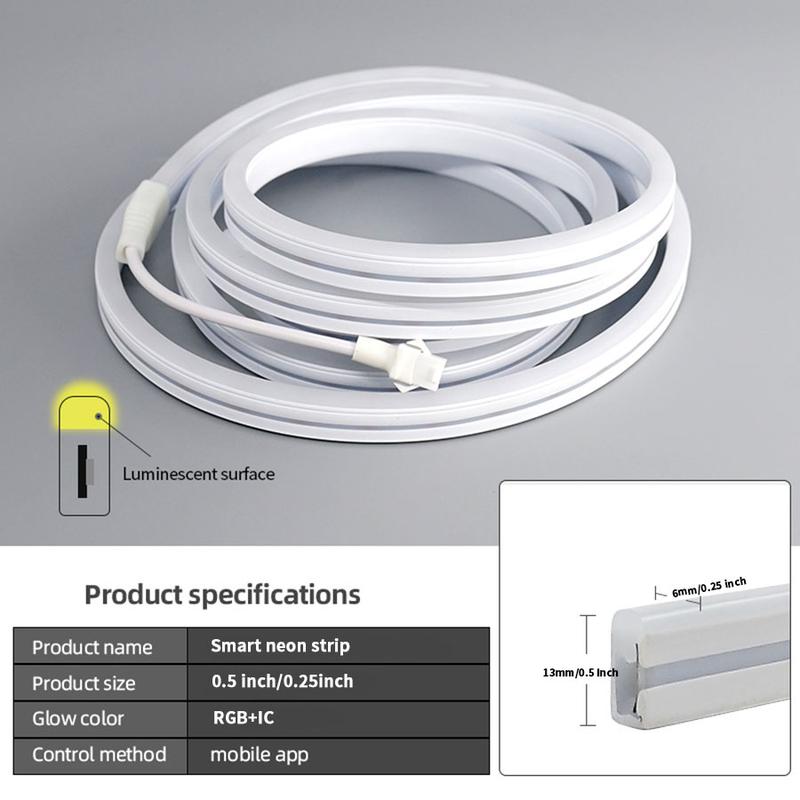 USB-Powered RGB Color-Changing LED Strip Light with App Control, Ambient Backlight for TV, Computer, Bedroom & Living Room, Decorative Neon Accent Light, Smart LED Lighting, Great Christmas Gift