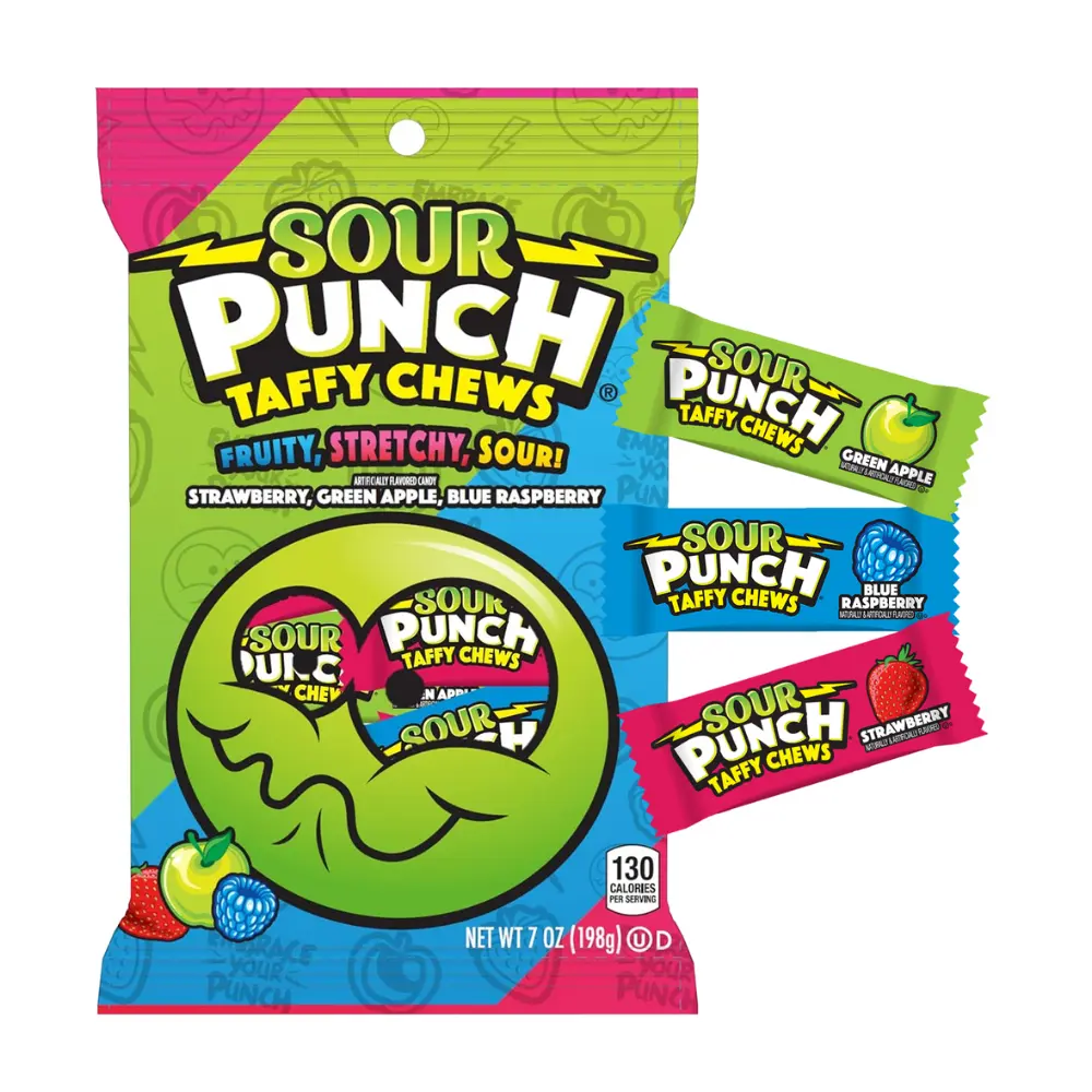 Sour Punch Chews Individually Wrapped Candy Chews - 7oz Bag