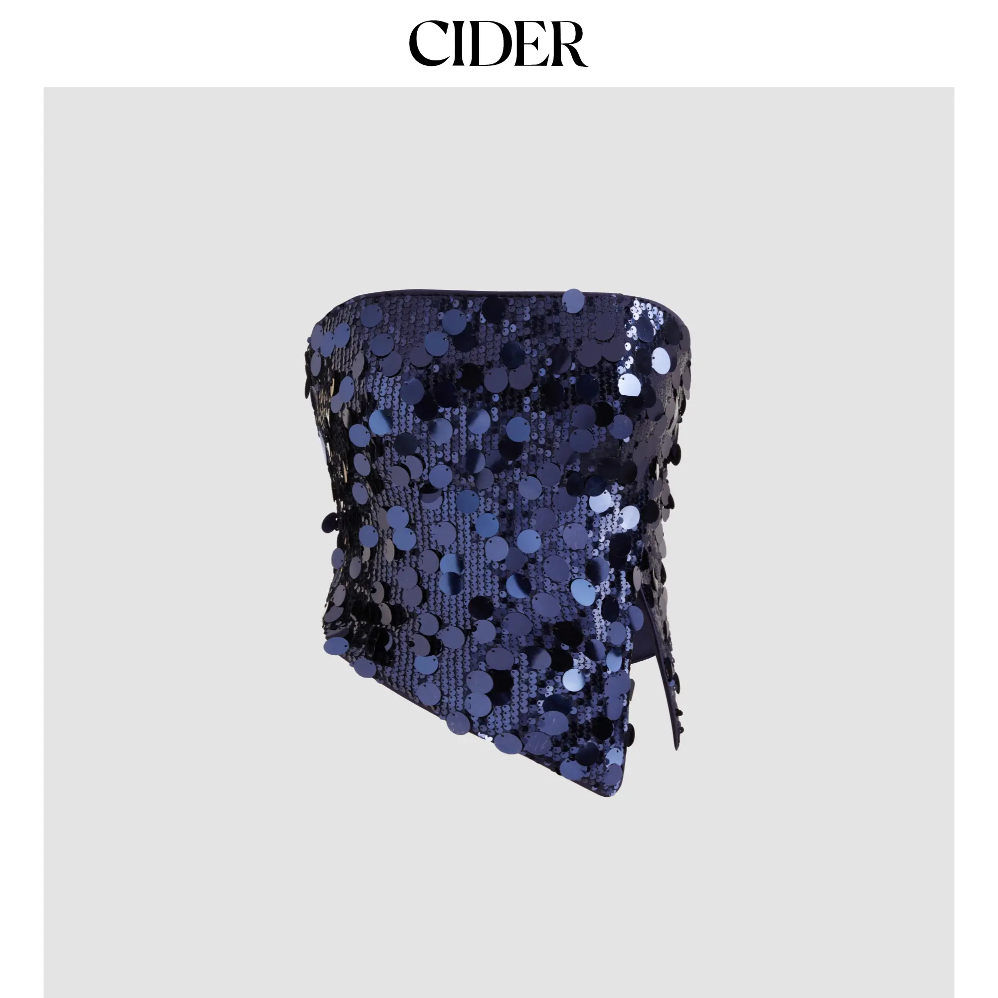 Cider Women's Sequin, Asymmetrical, Split Tube Crop Top, Asymmetric Cut, Concert Tops For Women, Crop Length Shows Off Your Waist, Sequin Fabric, Night‑Out Shimmer