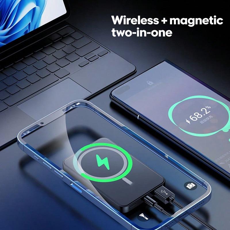 Magnetic 10000mAh 22.5W Fast Charger Power Bank Ultra-Thin Design for iPhone 12,13,14,15,16,17 Wireless PD20W Dual Charging Micro USB Portable  Battery Quality Money-Back Guarantee