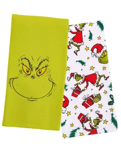 Dr. Seuss The Grinch Dish Towel Holiday Motif Grinch Face 2-Pack Kitchen Towel Set