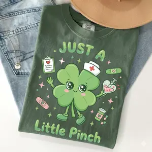 Comfort Colors Just a Little Pinch Nurse TShirt, St Patrick’s Day Nurse T-Shirt, Lucky Nurse Shamrock Tee, Funny Nurse St Patricks TShirt Nurse Holiday Tee