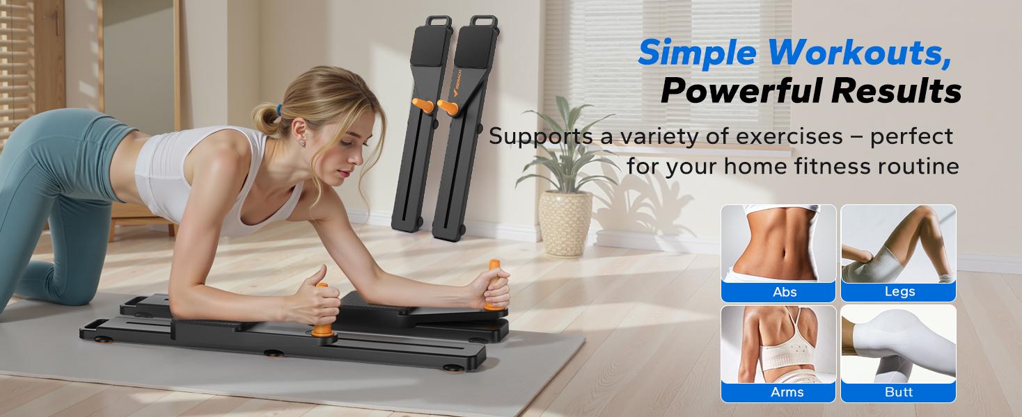 Merach Multi-functional Ab Exercise Board, Foldable Home Pilates Reformer with Knee Mat, Timer and Resistance Bands, Abs Workout Equipment for Abdominal & Core Strength Training Summervibes