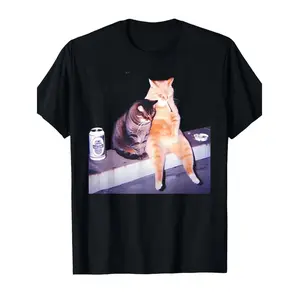 Vintage Smoking Cat Meme Tee For Cat Lovers Soft Black Crew Neck Humorous Graphic Shirt Perfect Gift For Men And Women In Sizes S To XXXL