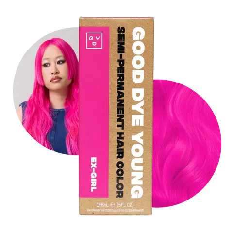 Hot Pink Semi-Permanent Hair Dye – Good Dye Young Ex-Girl | Vegan, Cruelty-Free, Non-Damaging, Conditioning Formula | 16–24+ Washes