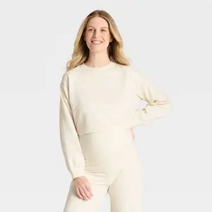 Cropped Maternity Sweatshirt - Isabel Maternity by Ingrid & Isabel Cream XL