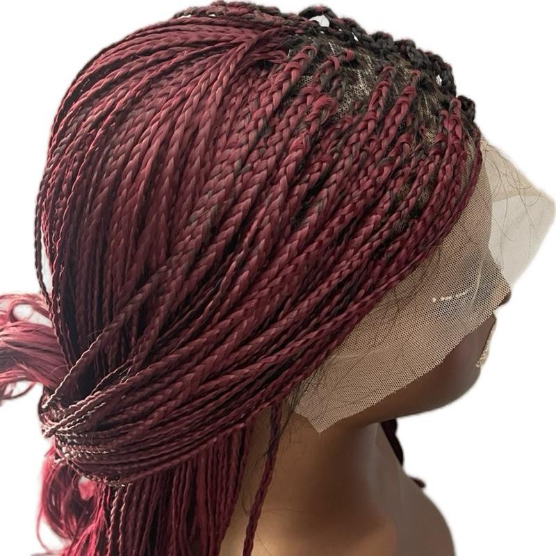 13x6 Frontal Knotless Braided Wig 18 inches- Red