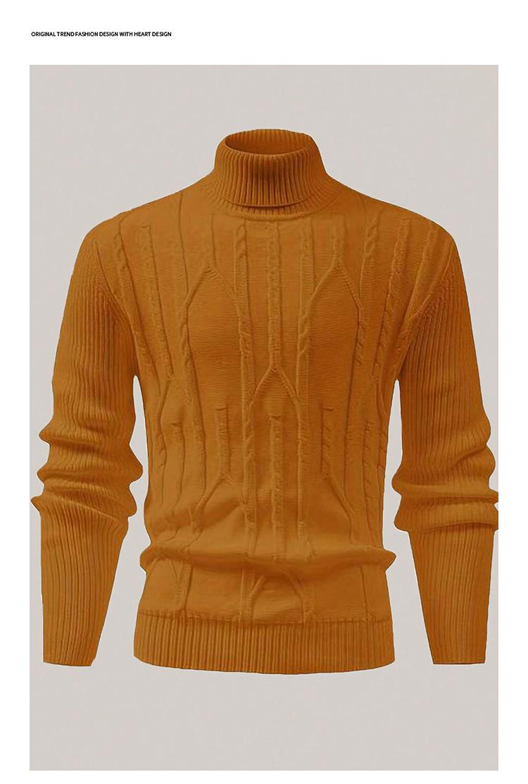 Men's winter long sleeved high neck knitted warm solid color base sweater for autumn and winter, trendy and versatile high street clothes for men