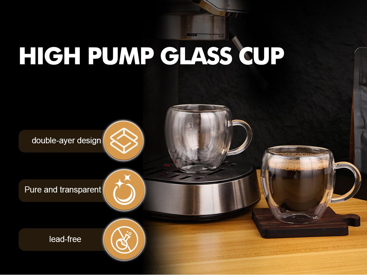 2.5oz Double Walled Espresso Coffee Cups Set of 6 with Handle,Express Shots Glass Cup,Tazas de Cafe Expreso,Espresso Drinkware,Borosilicate, Aesthetic Handmade