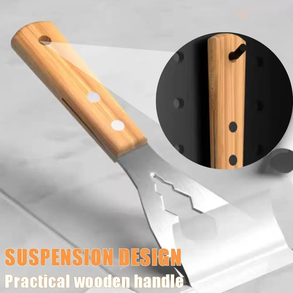 Paint Scraper Tool,Stainless Steel Stiff Putty Scraper with Wood Handle,Metal Spackle Scraper for Removing Drywall Paint Caulk Wood Wallpaper,1 Pieces