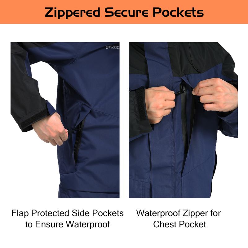 【RODEEL】704 Premium Waterproof Jacket w/ Foldable Hood Men Lightweight Breathable Hooded Rainwear Durable Rain Coat Weatherproof Windbreaker For Outdoor Camping Fishing Boating Construction Roofing Landscaping Gardening Workwear, Holiday Gift 【RODEEL】704 Premium Waterproof Jacket w/ Foldable Hood Men Lightweight Breathable Hooded Rainwear Durable Rain Coat Weatherproof Windbreaker For Outdoor Camping Fishing Boating Construction Roofing Landscaping Gardening Workwear, Holiday Gift