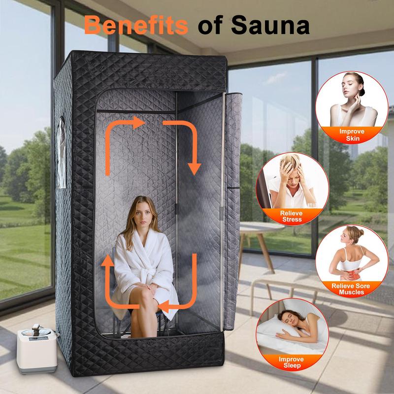 Upgraded 1200W Portable Home Steam Sauna Kit 3L Personal Sauna with Remote Control & Blue Chair for Relaxation Detoxification