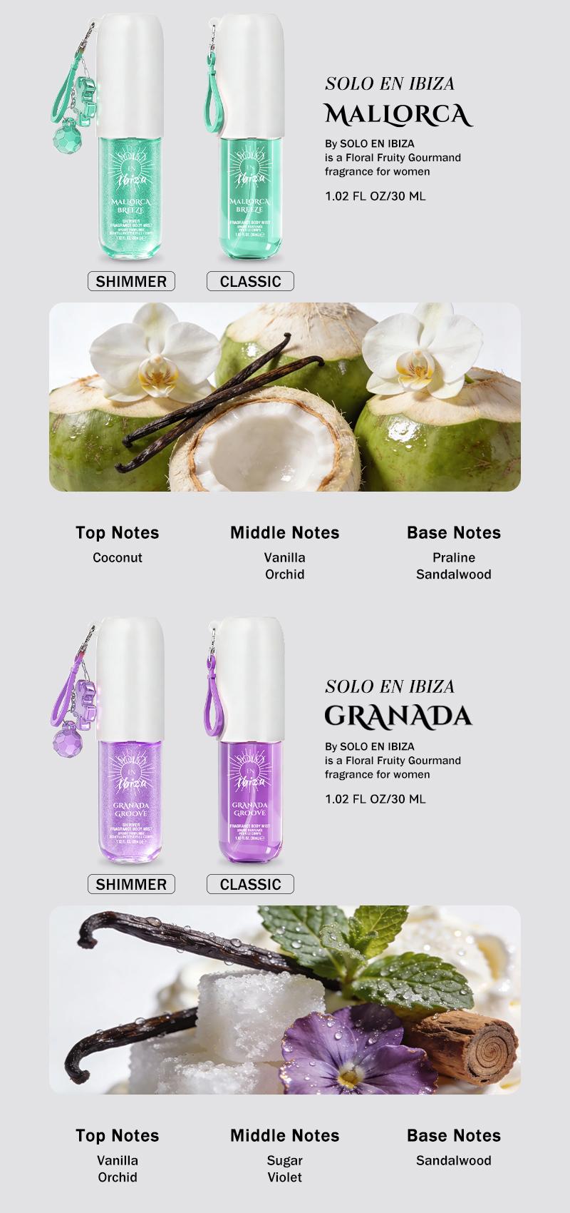 SOLO EN IBIZA 8-Piece Mini Set Body & Hair Fragrance Mist,Travel Size Perfume,Long-Lasting,8 Different Scents,Perfect For Dating,Daily Life,Parties,Gift Giving,1.02 fl oz/30 ml Each Bottle