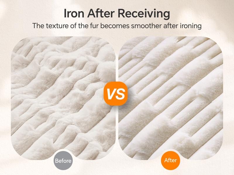 BEDELITE Faux Fur Throw Blanket for Couch -Super Soft & Warm Plush Striped Blanket for Sofa and Room Decor, Luxury Cozy Plush Fluffy Winter Blanket Gifts for Women Men Mom Dad Valentine's Day gift