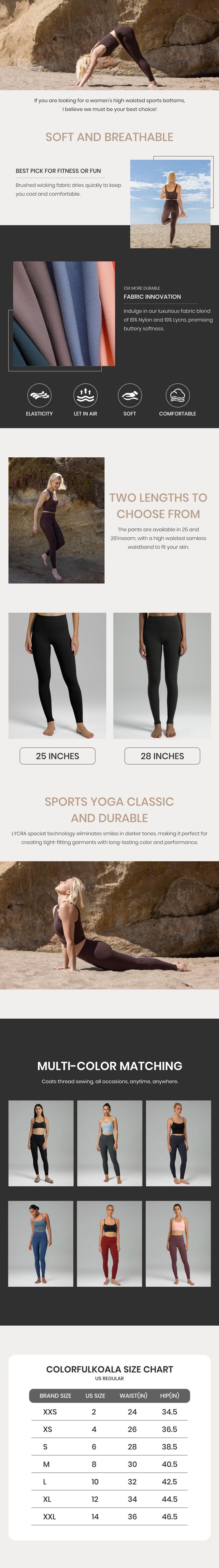 Colorfulkoala Women's Dreamlux High-Waisted Workout Sets Leggings with Hidden Pocket Buttery Soft Stretchy Yoga Pants 25"/28" Activewear Athletic Stretchable