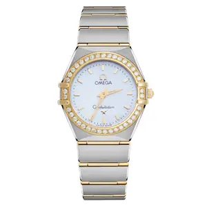 Omega Constellation Mini 22.5mm Two-Tone Custom Diamond Bezel White MOP Dial WHT019827