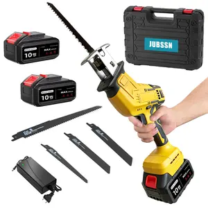 Cordless Reciprocating Saw, 0-3500 RPM Electric Saws with 4 Blades & 2 Batteries, Tool‑Free Change, Handheld Saw Lightweight, Battery Reciprocating Saws for Cutting Wood PVC Pipe (Yellow)