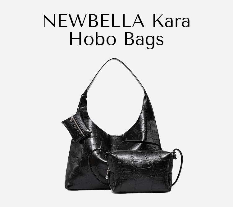 NEWBELLA Kara 2 PCS Set Hobo Bags in PU Leather Top Handle Tote with Magnetic Closure Casual Daily Use Two Colors New Arrivals,FallFreshness