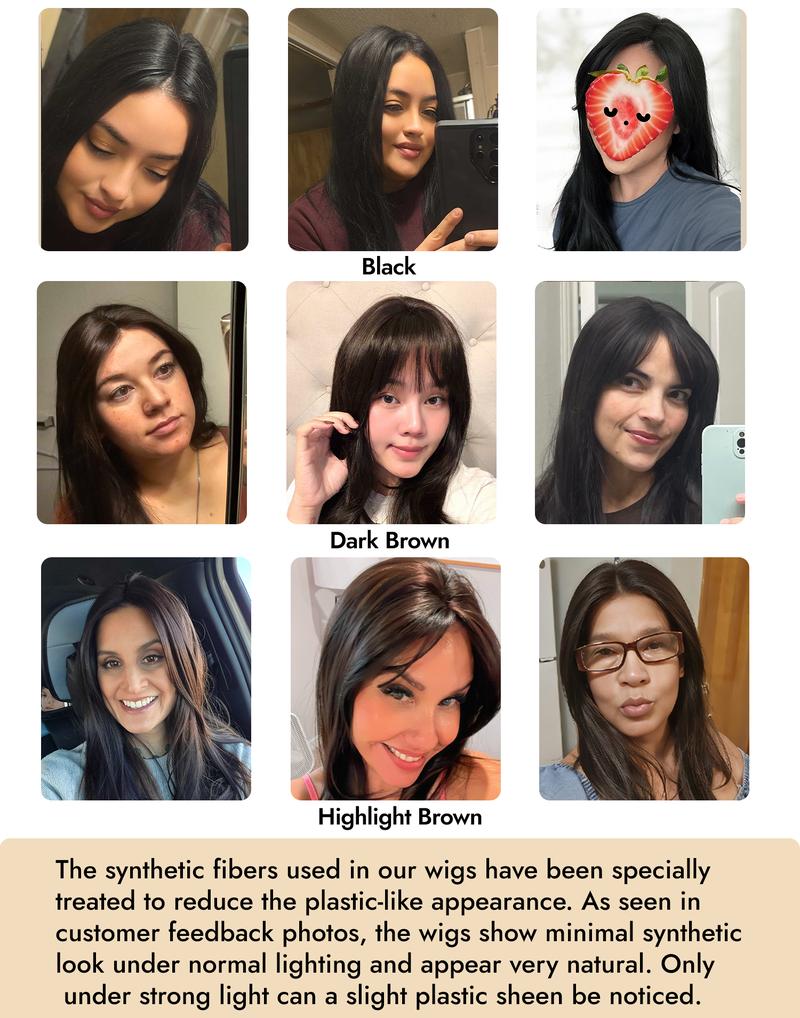 ONLYCUTE Hair Topper 22 inch Slightly Layered Synthetic Extensions No Wig Cap Required Large Piece Natural Invisible Add Volume Length for Women