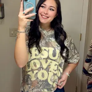 Jesus Loves You Tee - Camo Print, Oversized Fit, Soft Material, Perfect for Casual Wear