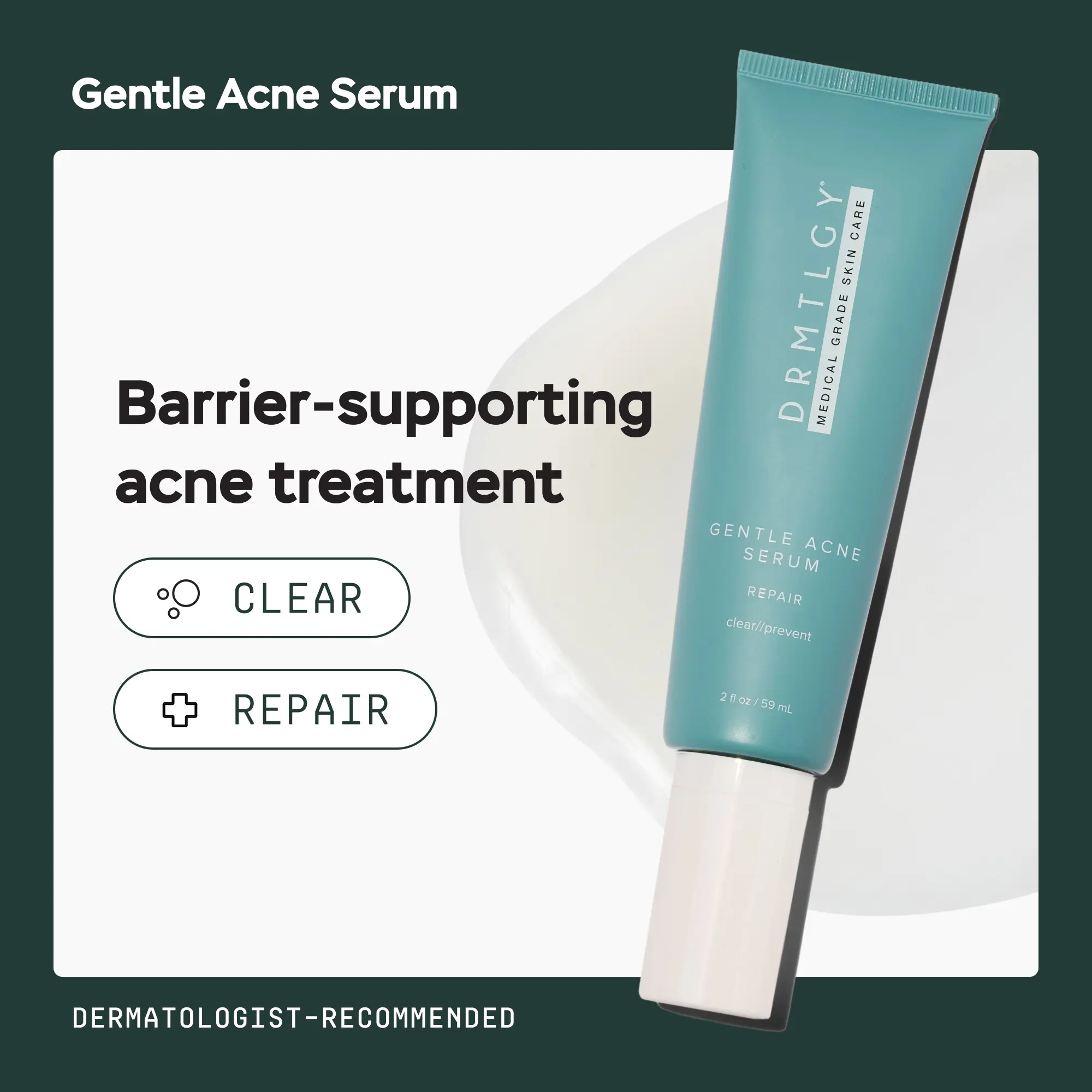 DRMTLGY Gentle Acne Serum with 0.5% Salicylic Acid Clears & Prevents Breakouts