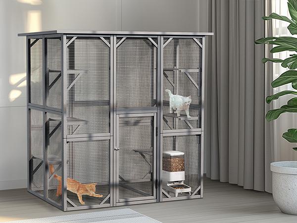 PetCozife Outdoor Cat Enclosure, 71" Large Walk-in Cat House for Multiple Cats with Waterproof Roof, 3 Tier Cat Cage with 6 Platform for Patio, Yard, Graden, Outdoor Catio，CatFuriture