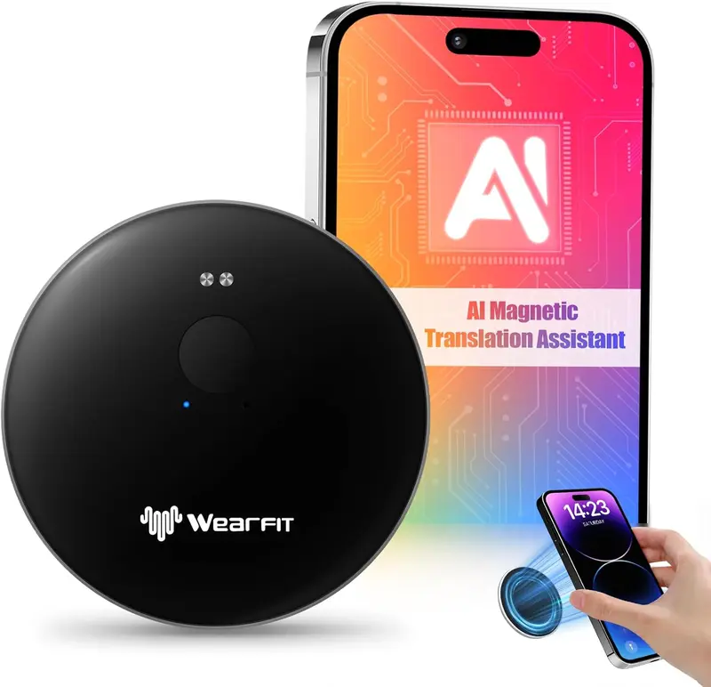 AI Translator Voice Recorder Note Recorder, Translation 135+ languages with Real-time Translation, Magnetic Phone Holder, Supports Video and Voice Call Translation, Travel Socializing Lectures Meetings Interviews