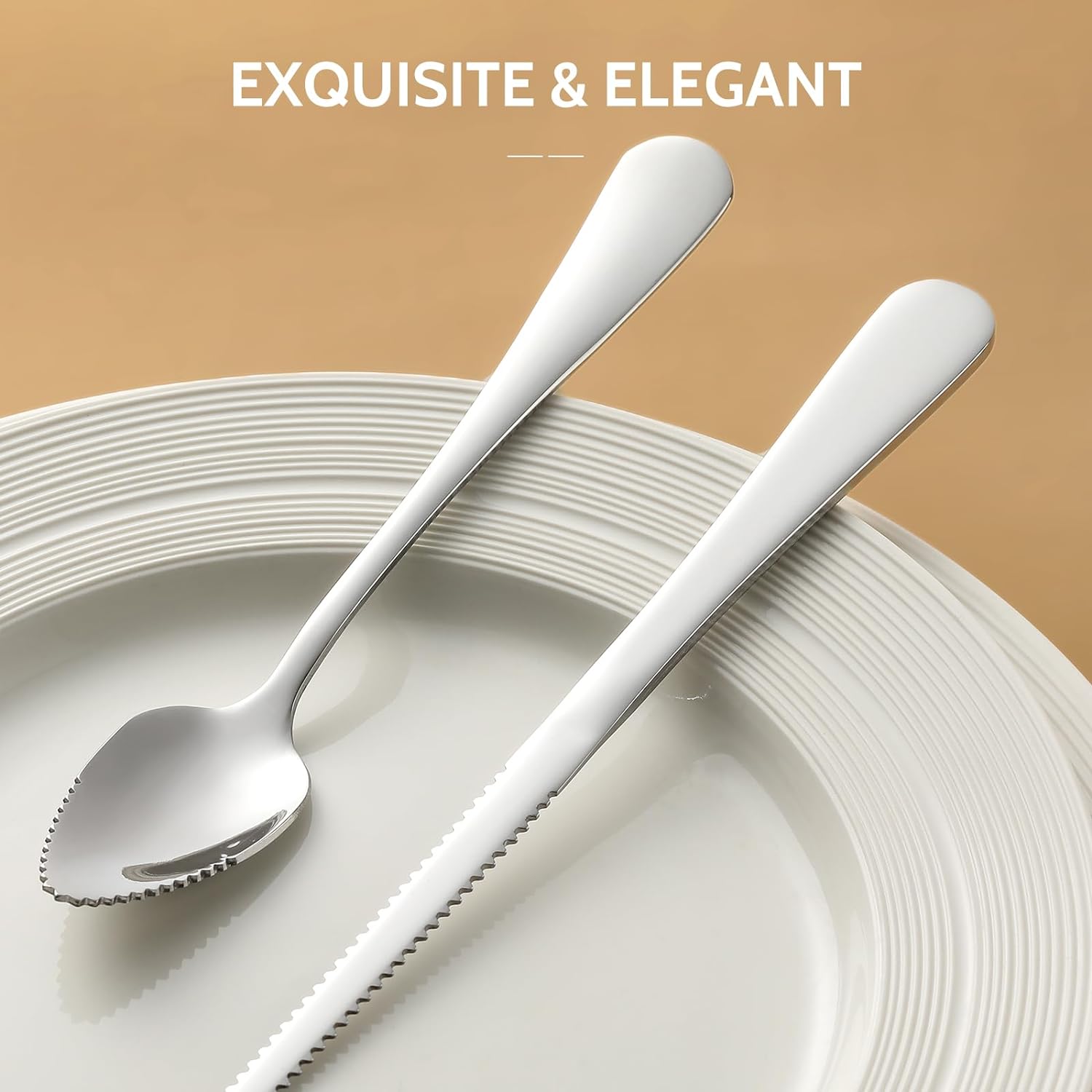 4-piece Grapefruit Spoons and Grapefruit Knife, 18/8 Stainless Steel Cutlery Tableware