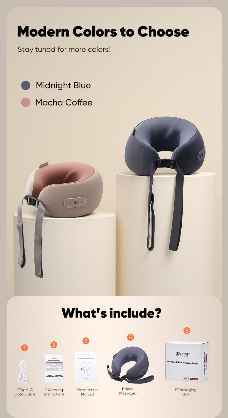 CINCOM U-Shaped Neck Massager Pillow for Cervical Support, with Soothing Heat & Kneading, 360° Memory Foam Support, Cordless, Rechargeable & Portable, Perfect Gift for Black Friday, Thanksgiving, Christmas, Birthdays & More