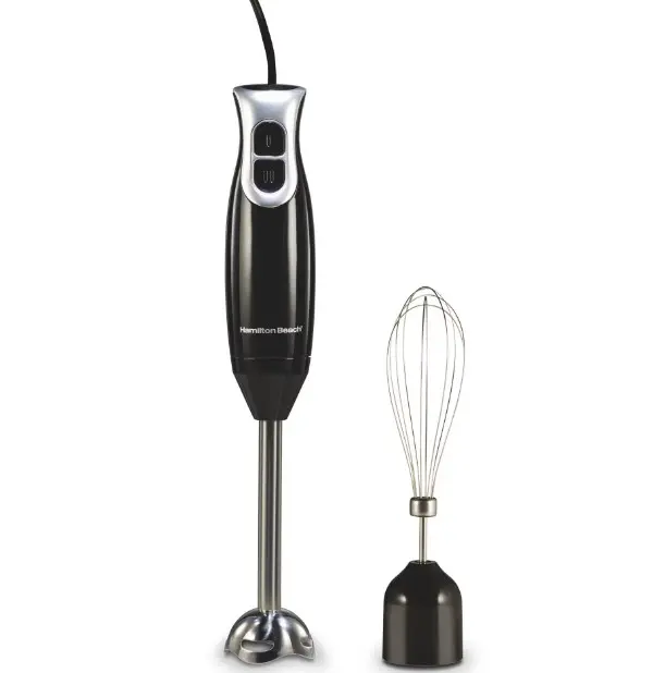 Hamilton Beach Immersion Blender, 260 W 2-Speed Hand Blender for Kitchen with Stainless Steel Blending Wand and Whisk, Black