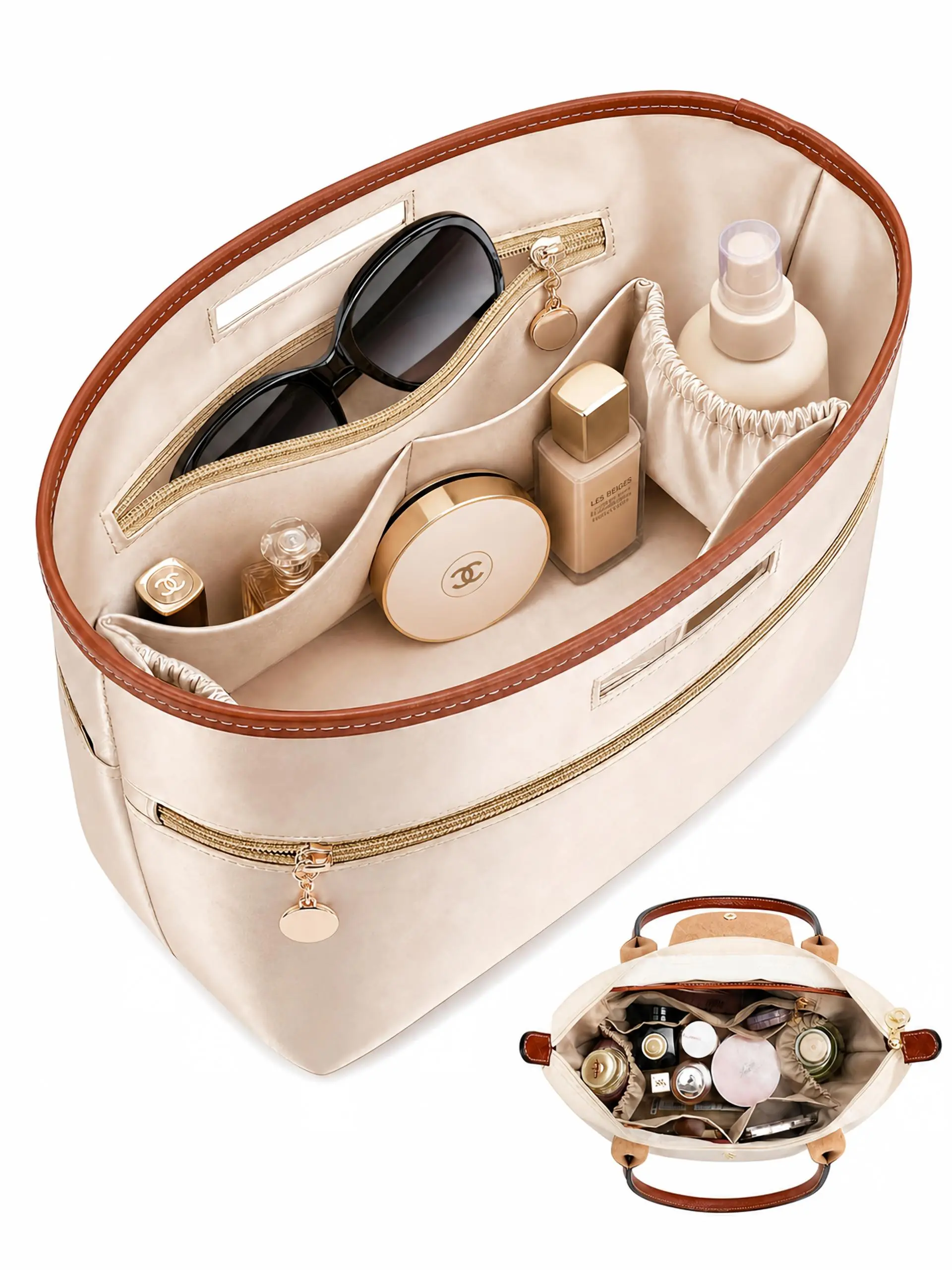 Handbag Organizer Insert, Purse Organizer, Ultra-Light Smooth Satin Material, 11-Pocket Inner Lining Shaper, Perfect for Handbag Storage and Organization