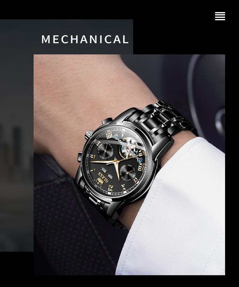 Genuine high-grade luxury hollow design multi-function dial men's watch OLEVS brand flagship new luminous waterproof fully automatic mechanical watch 6607