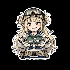 Himiko Toga Tactical Chibi Anime Sticker, My Hero Academia Cute Villain Girl Vinyl Decal, Kawaii Anime Laptop Sticker